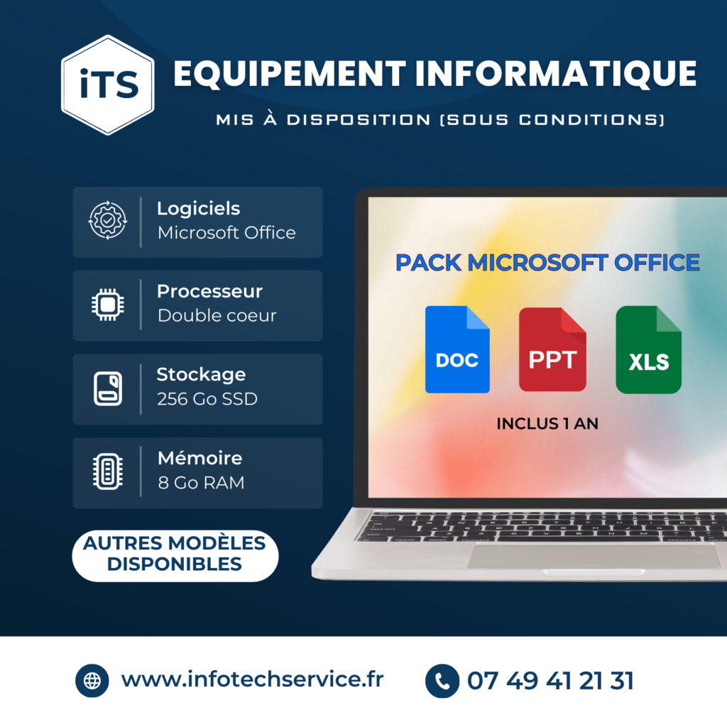 Ordinateur mis à disposition avec une formation en ligne via Like Formation et InfoTechService